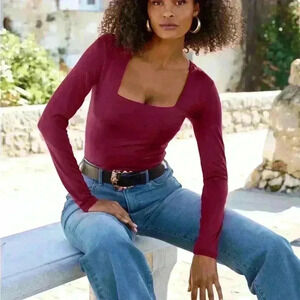 Boston Proper square neck satin top